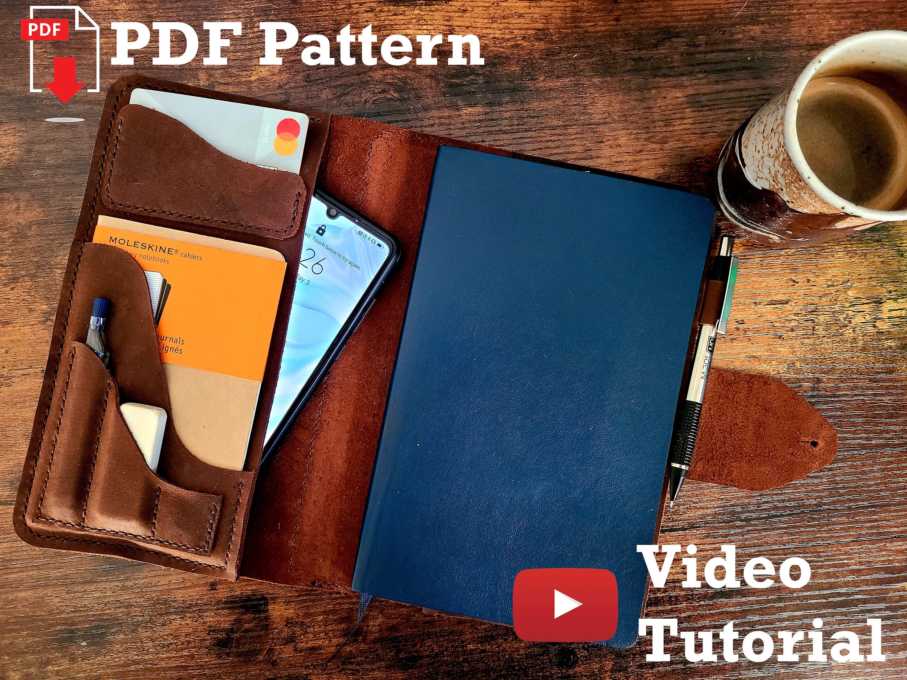 Wanderer's Leather Journal Cover PDF Pattern with Video Tutorial