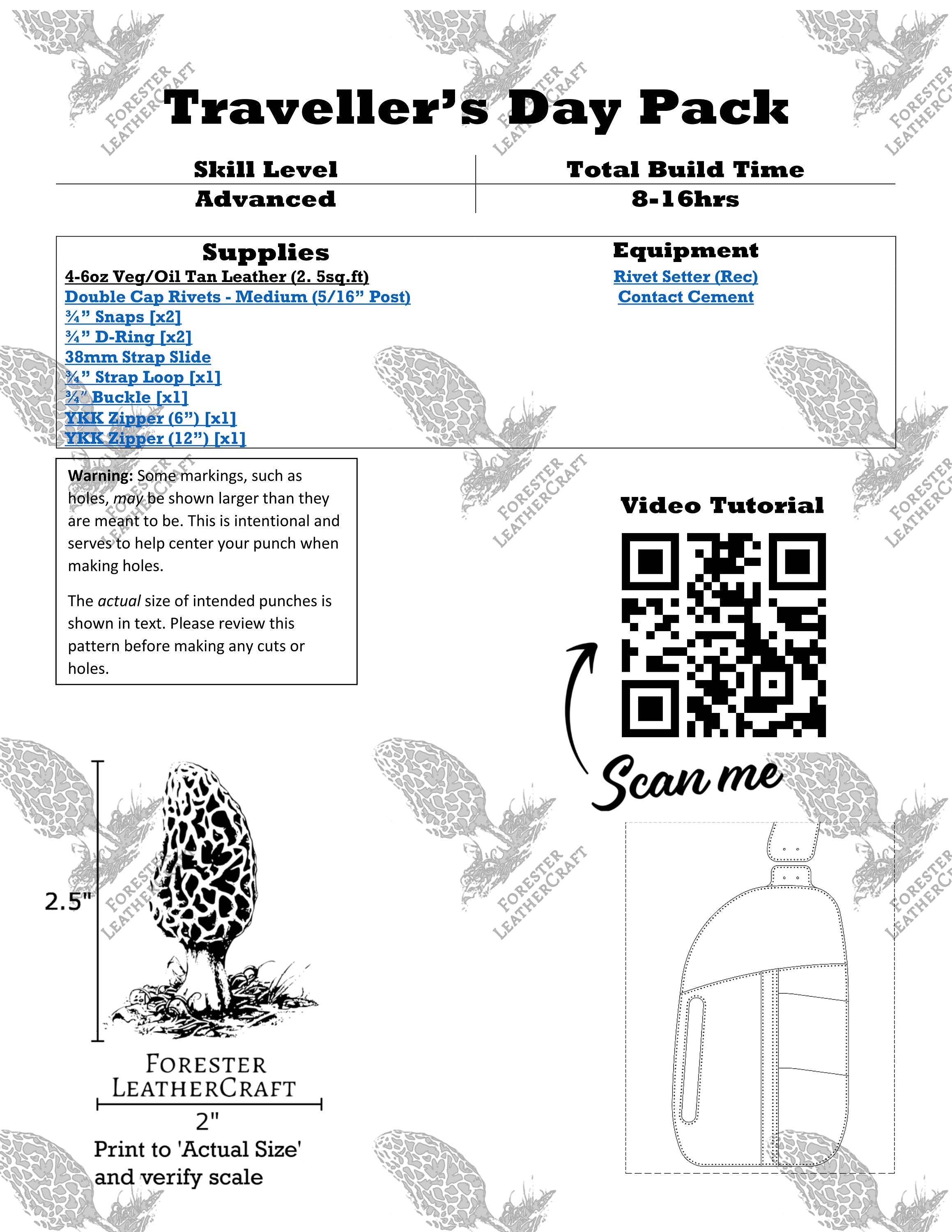 Leather Sling Bag - DIY Leather Pattern PDF Tutorial with Video - Traveller's Day Pack