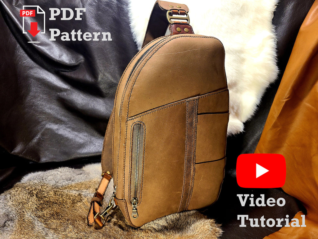 Leather Sling Bag - DIY Leather Pattern PDF Tutorial with Video - Traveller's Day Pack