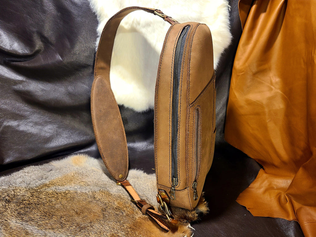 Leather Sling Bag - DIY Leather Pattern PDF Tutorial with Video - Traveller's Day Pack