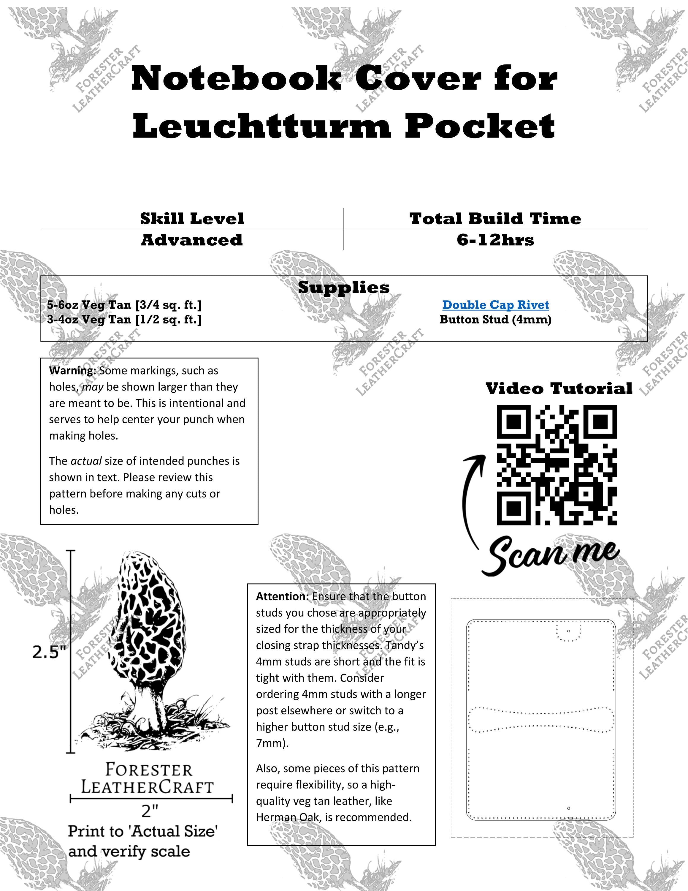 Leather Pattern Field Notebook Cover with Handle PDF Pattern | Moleskine & Leuchtturm pocket compatible | Leathercraft Video Tutorial