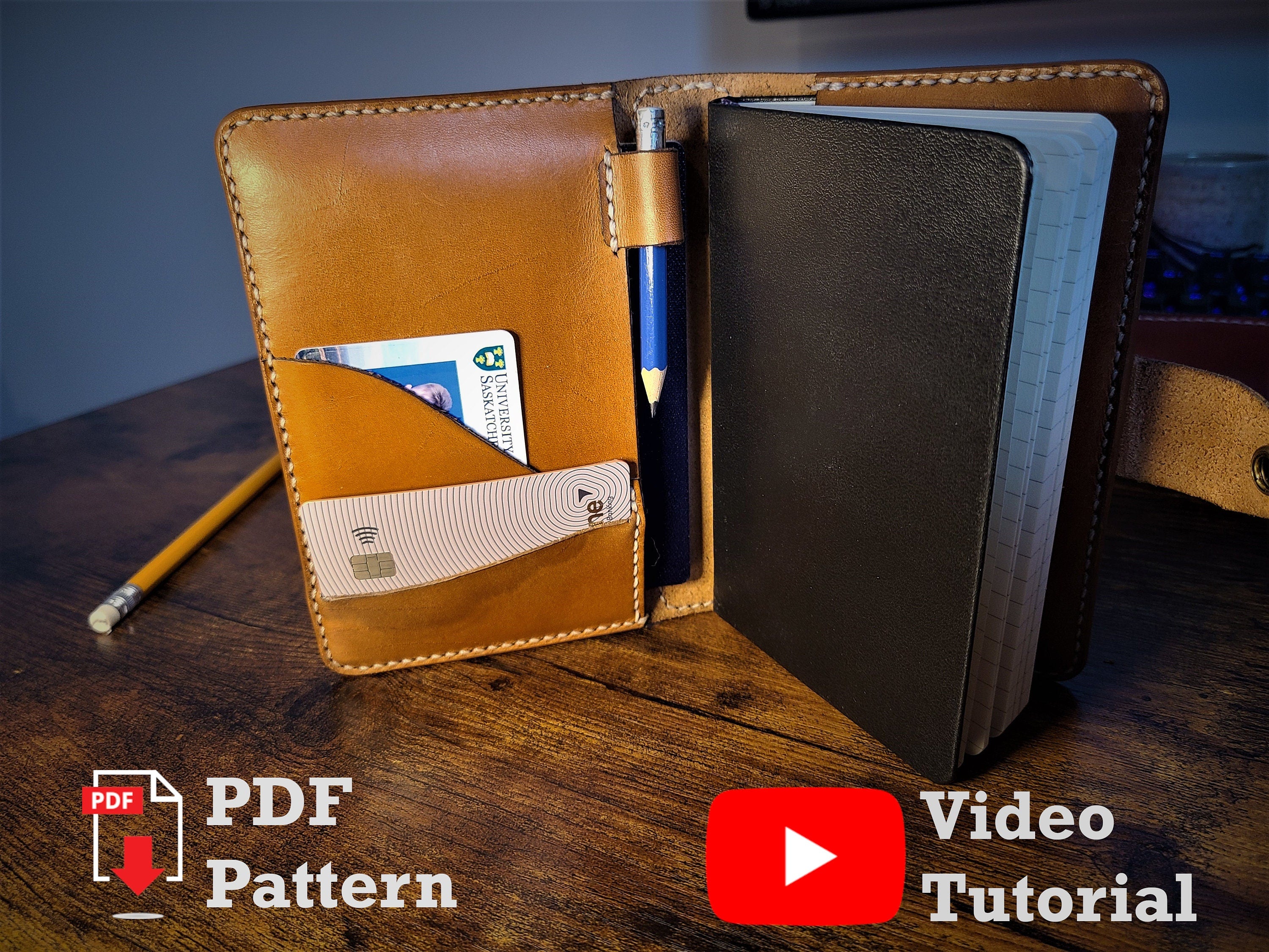 Leather Field Notes Journal Cover | DIY PDF Leather Pattern and Video Tutorial