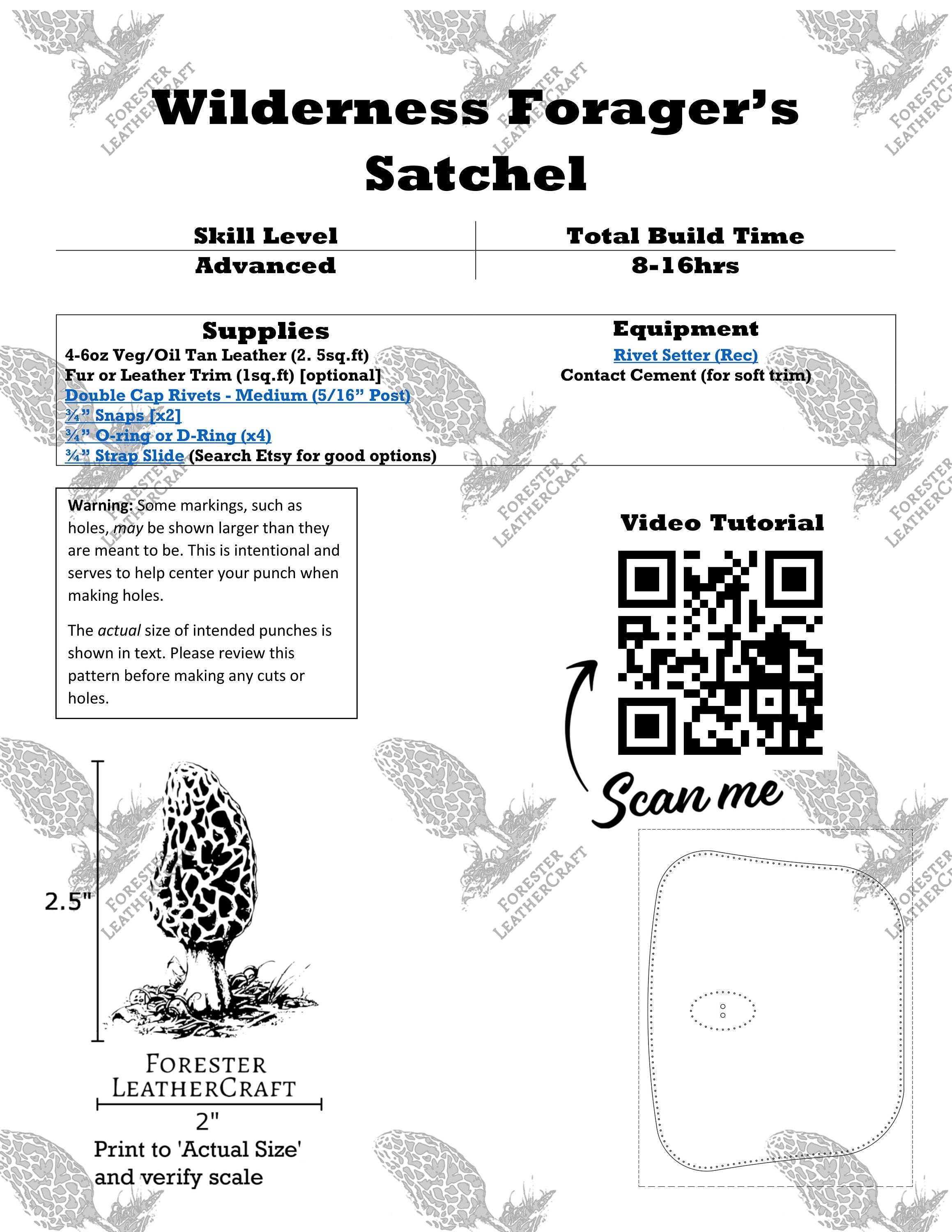 Forager's Satchel With Fur Trim Leather Pattern with Video Tutorial