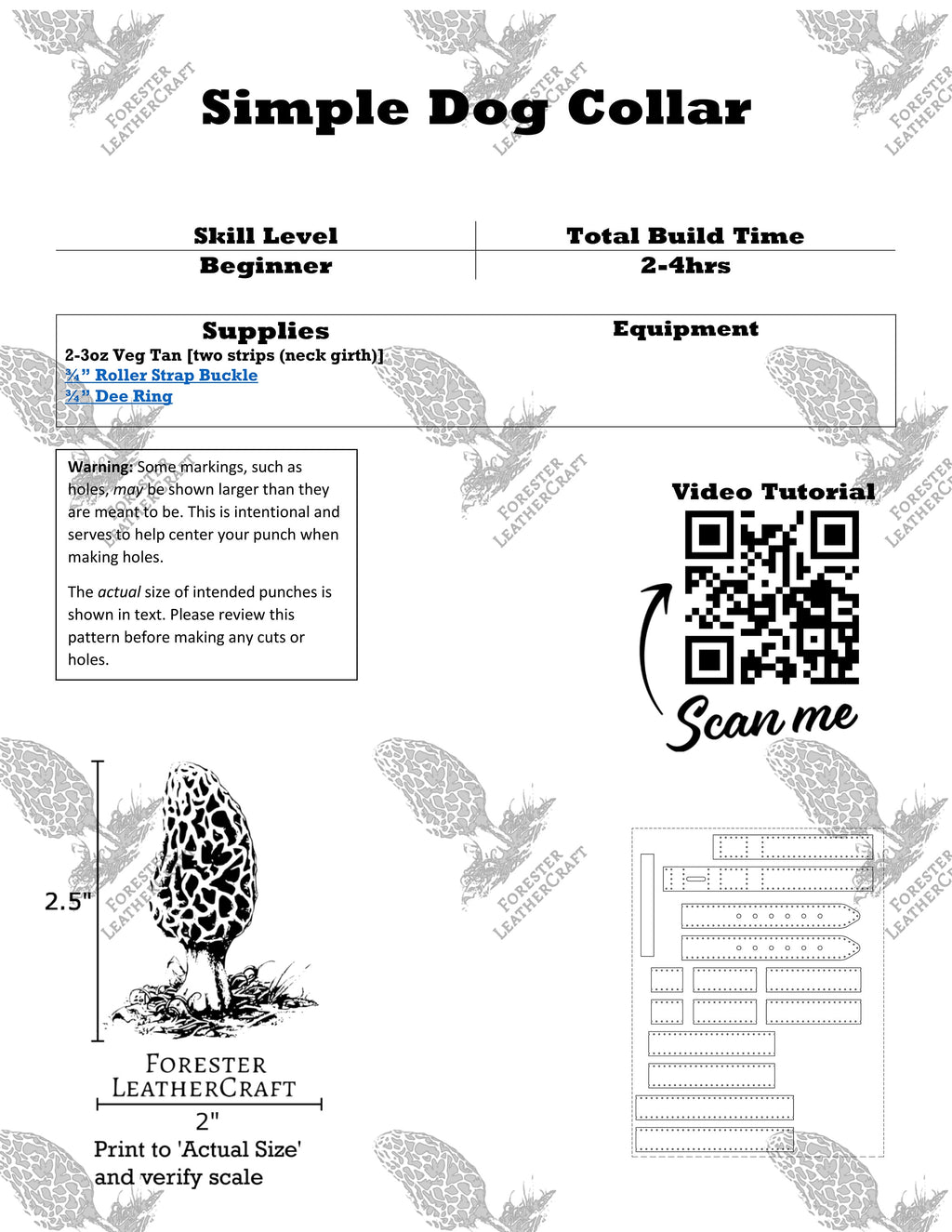 Dog Collar DIY Leather Pattern | XS - XXL | PDF Pattern with Video Tutorial