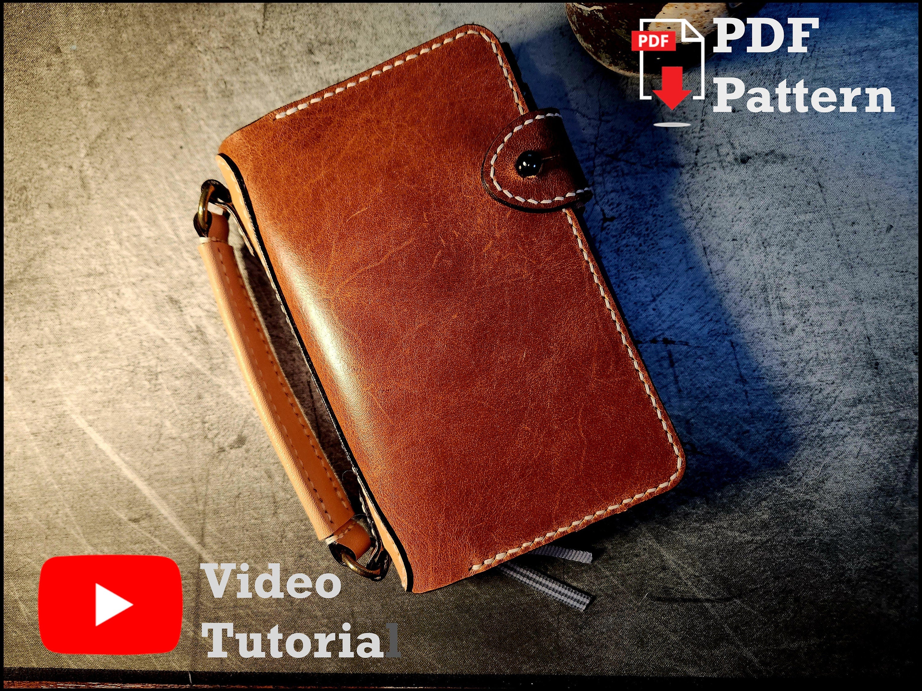 Leather Pattern Field Notebook Cover with Handle PDF Pattern | Moleskine & Leuchtturm pocket compatible | Leathercraft Video Tutorial