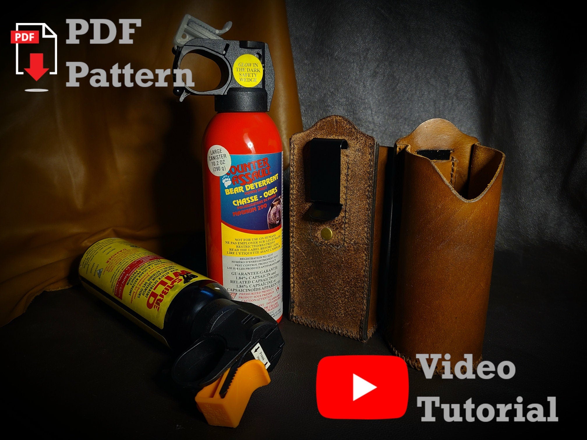 Bear Spray Holster Leather Pattern - With Video Tutorial