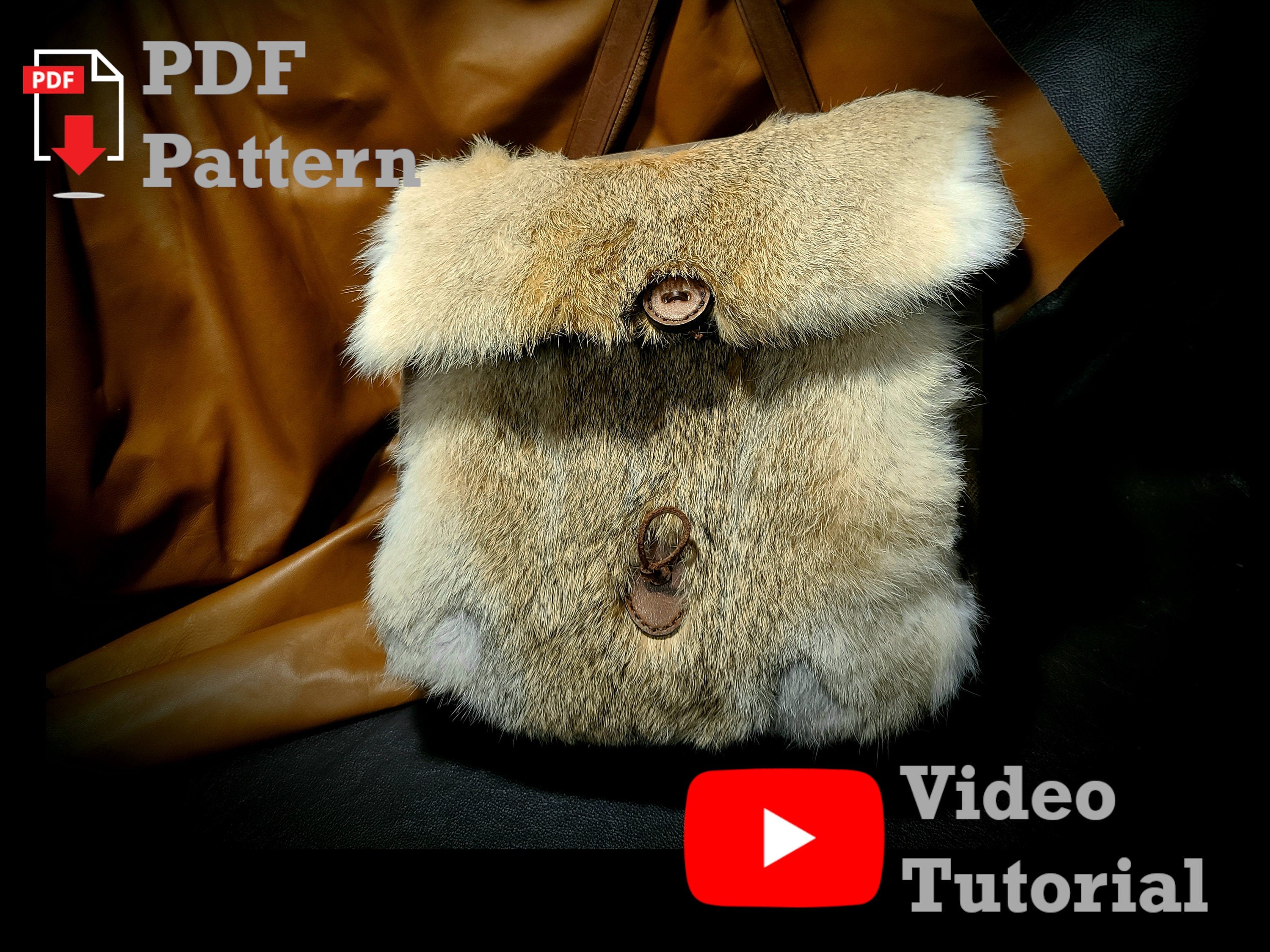 Forager's Satchel With Fur Trim Leather Pattern with Video Tutorial
