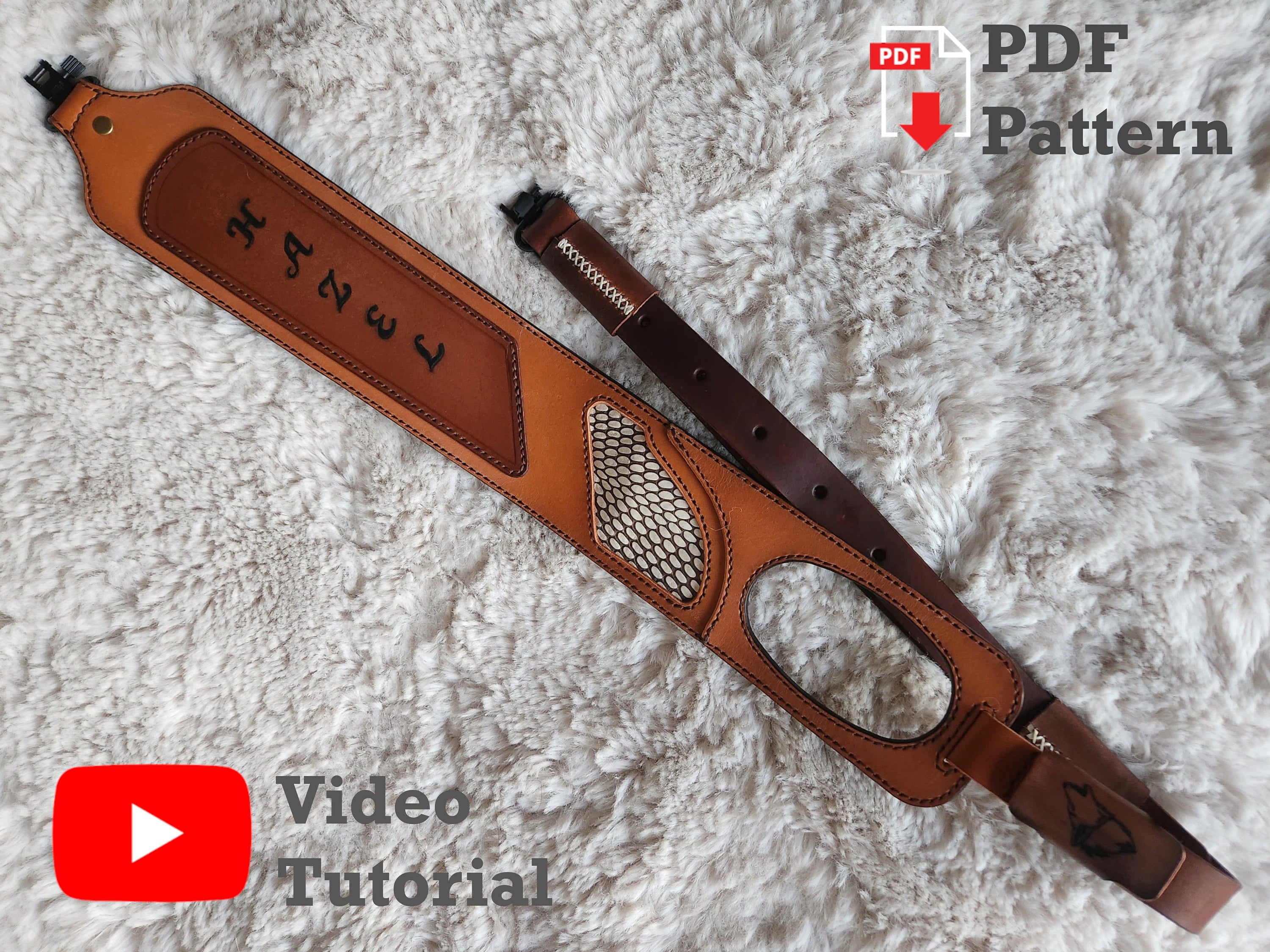 Leather Rifle Sling Pattern - DIY Rifle Sling PDF Tutorial with Video - Admiral's Rifle Sling