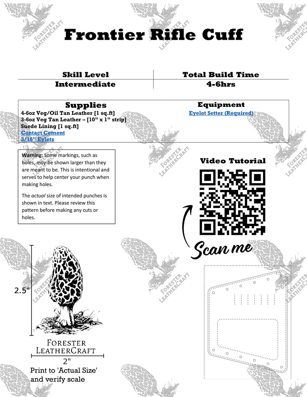 Frontier Rifle Cuff- Leather Pattern With Video Tutorial (Right and Left Handed Versions Included)